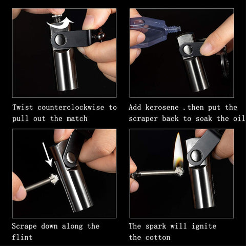 Orignal Portable Flint Fire Keychain Lighter 🔥 (Waterproof)
